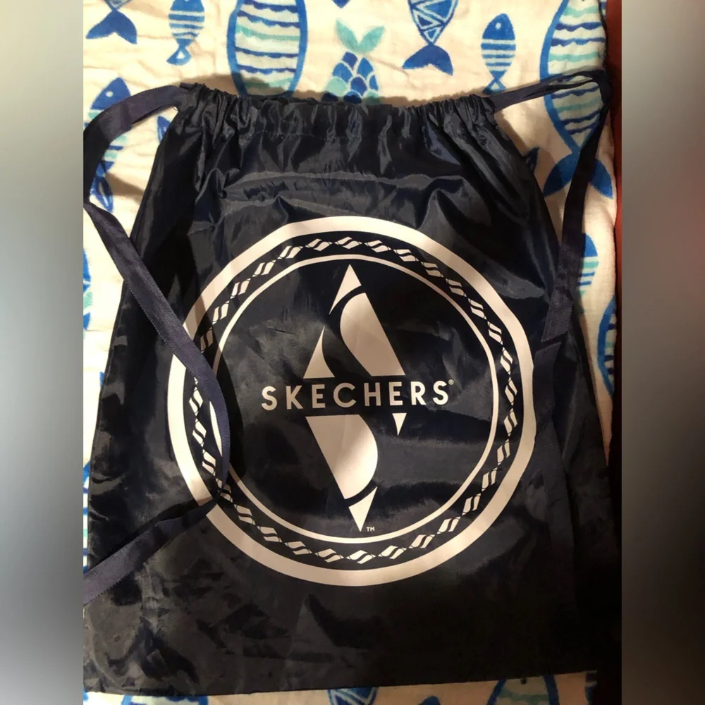 #bag 2 Skechers Navy and White Logo Drawstring backpack Bag